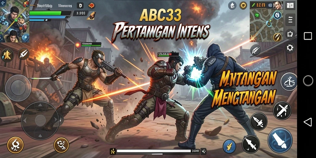 Gameplay mendebarkan dari ABC33 dengan karakter bertarung.