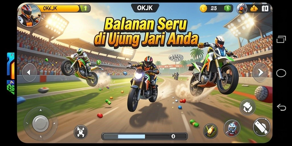 Tampilan gameplay seru dengan balapan yang intens.