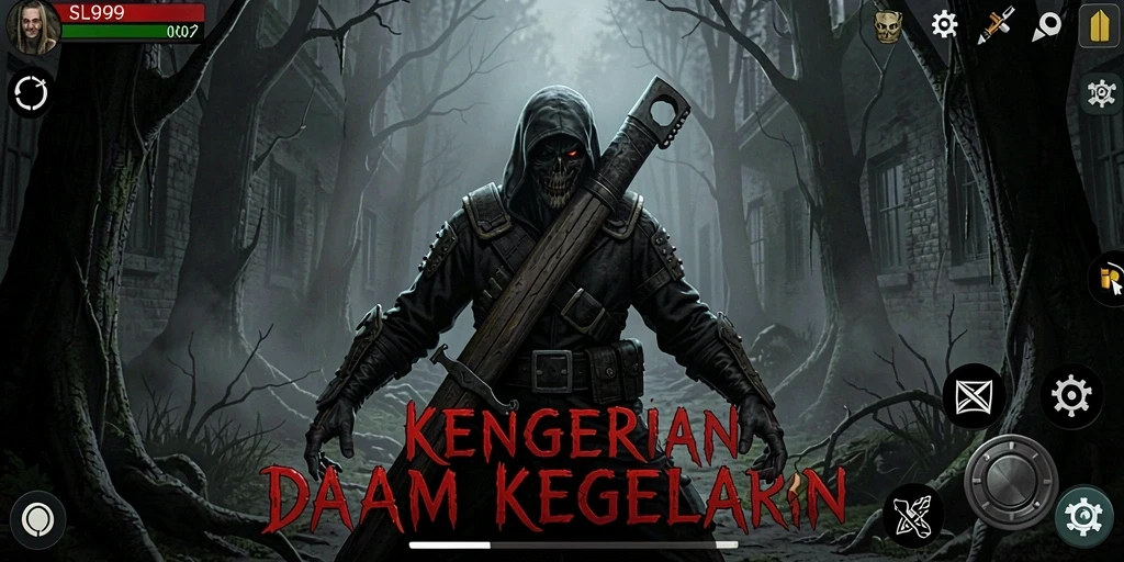 Screenshot dari gameplay SL999 yang menampilkan suasana mencekam dan penuh ketegangan.