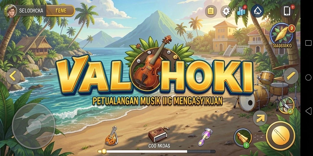 Tampilan gameplay VALOHOKI yang penuh warna dan interaktif.